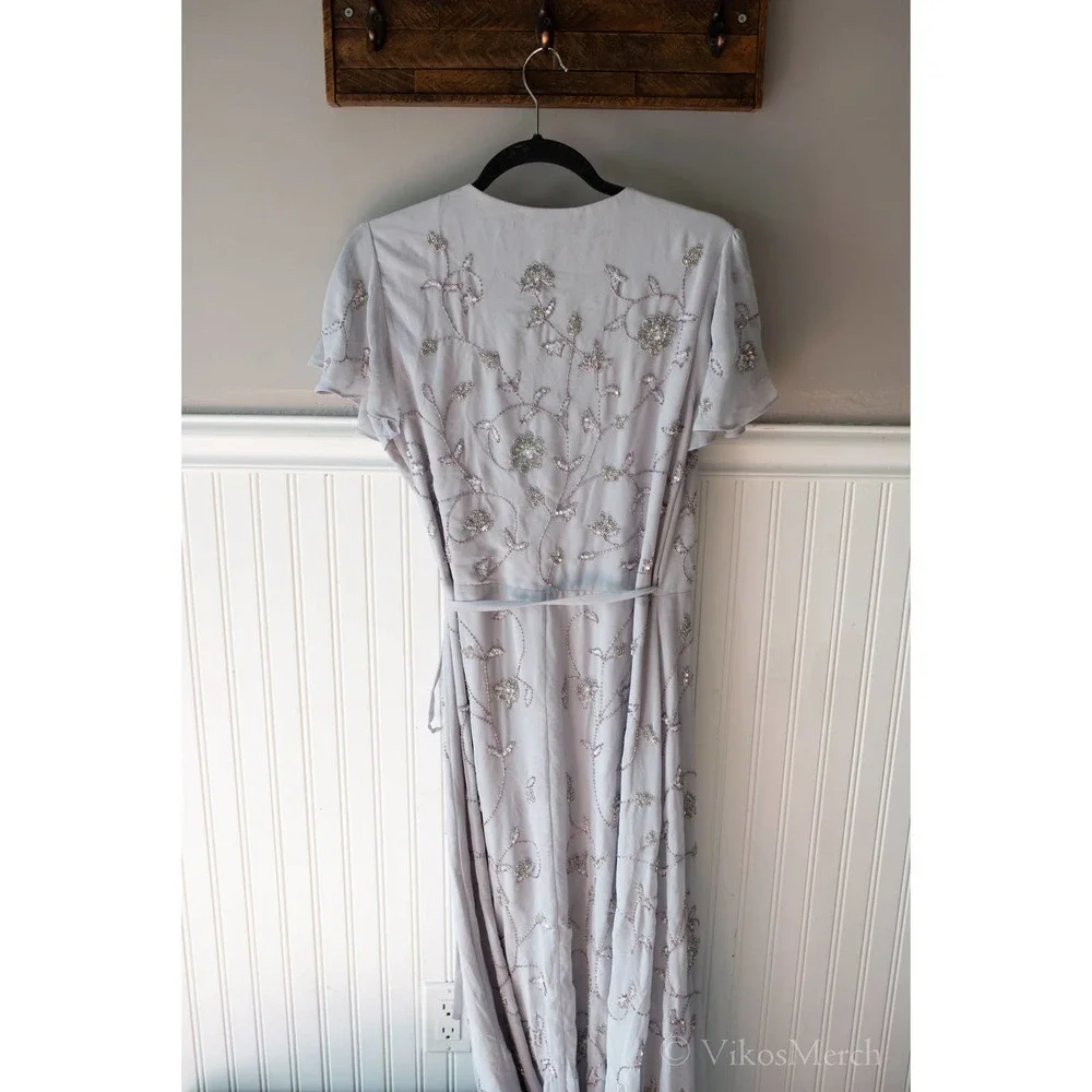 BHLDN Plymouth Wrap Dress Lavender Gray NEW - Picture 8 of 9